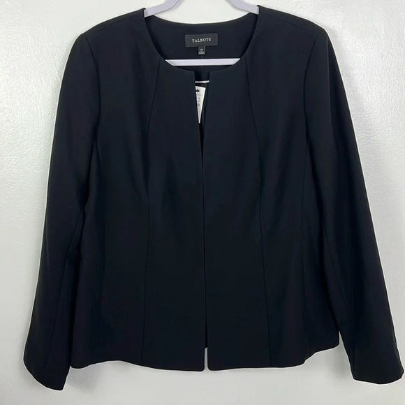 Talbots New Women’s 14 Black Lined Round Neckline Seasonless Crepe Jacket - Picture 1 of 7